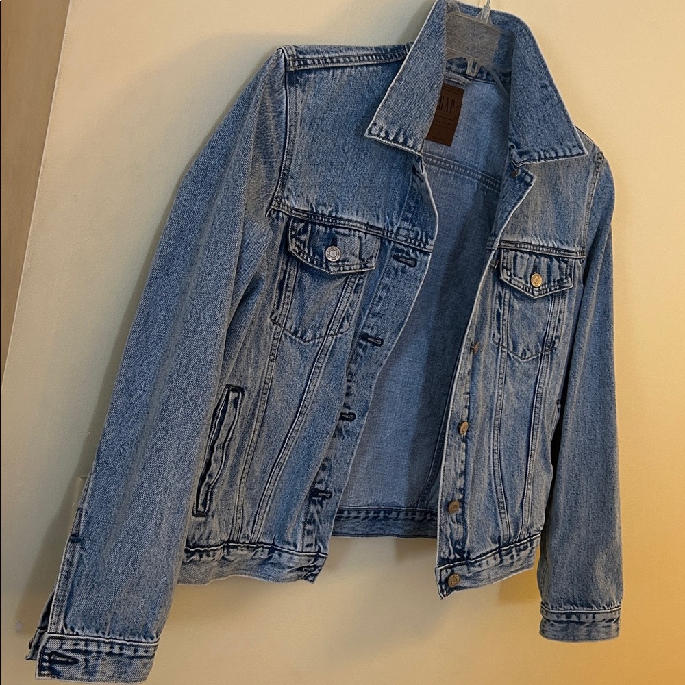 GAP Denim Classic Icon Jean Jacket Large Light Denim 100% Cotton MAMA Painted - Picture 5 of 16